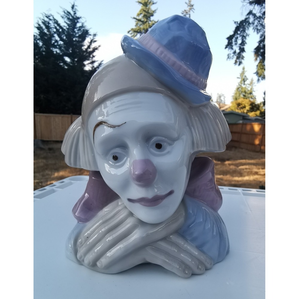 Vintage Meico Clown Head Figurine Paul Sebastian Feelings Glazed Porcelain 6"